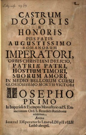 Castrum Doloris ... Rom. Imperatori Josepho I. ... exhibitum