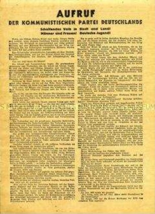 Aufruf des Zentralkomitees der KPD zum Wiederaufbau Deutschlands nach dem 2. Weltkrieg