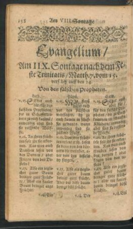 Evangelium/ Am IIX. Sontage nach dem Feste Trinitatis