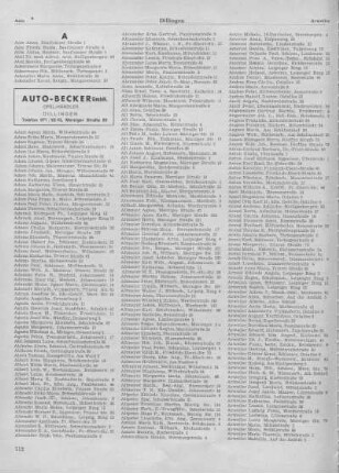 Alphabetisches Einwohnerverzeichnis der Stadt Dillingen
