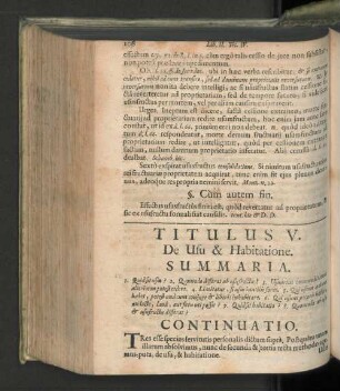 Titulus V. De usa & habitatione.