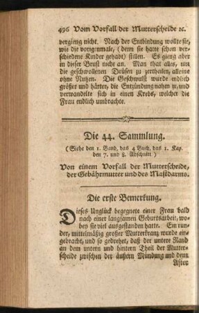 Die 44. Sammlung. Von einem Vorfall der Mutterscheide, der Gebährmutter und des Mastdarms