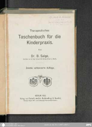 Therapeutisches Taschenbuch für die Kinderpraxis