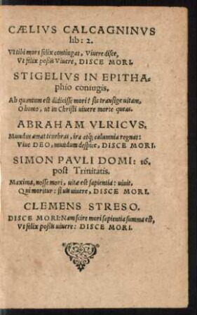 Caelius Calcagninus ...