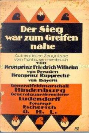 Broschüre mit Stellungnahmen führender Militärs zur Niederlage Deutschlands im 1. Weltkrieg