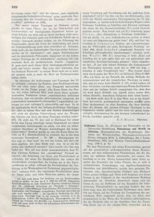250-251 [Rezension] Hoffmann, Ernst, Platonismus und Mystik im Altertum