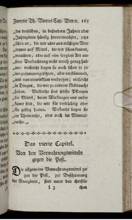 Das vierte Capitel. Von den Verwahrungsmitteln gegen die Pest.