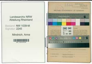 Entnazifizierung Anna Mindnich , geb. 15.12.1892 (Angestellte)