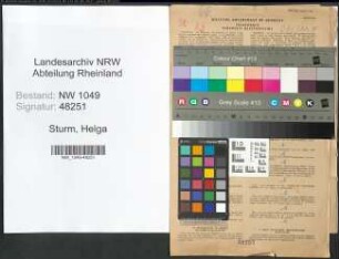 Entnazifizierung Helga Sturm , geb. 31.12.1915 (Bankbeamtin)