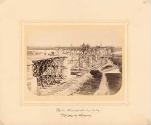 Berlin-Hannoversche Eisenbahn. Elbbrücke, Hämerten: Ansicht der Baustelle