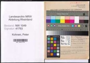 Entnazifizierung Peter Kohnen , geb. 08.09.1882 (Lehrer)