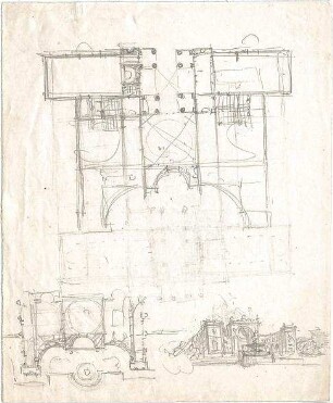 Bühlmann, Josef; Schlossentwurf - Grundrisse, Perspektive
