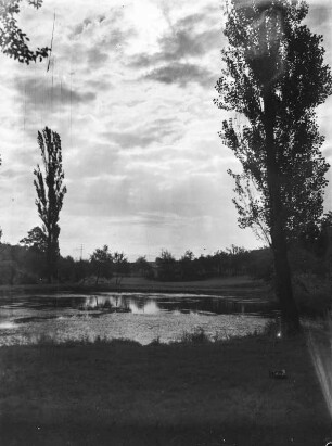 Landschaft : Unbekannter Ort. Landschaft, am Himmel Schicht-Haufenwolken (Stratocumulus)
