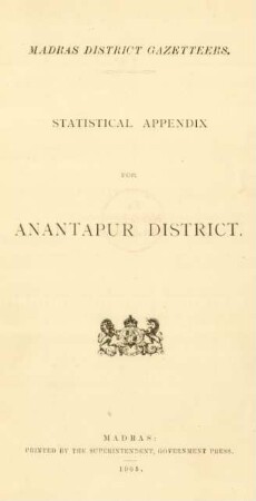 Statistical appendix for Anantapur District