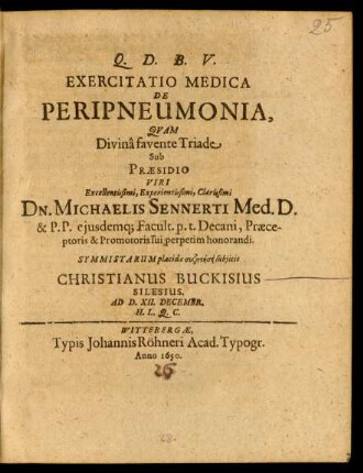 Exercitatio Medica De Peripneumonia