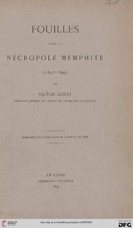 Fouilles dans la nécropole memphite : (1897 - 1899)