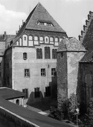 Freiberg. Blick auf das Stadt- und Bergbaumuseum vom Mineralogischen Institut