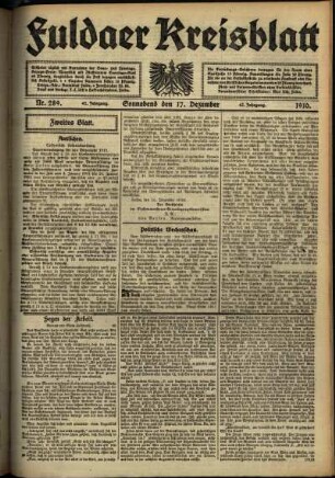 Zweite Ausgabe vom Samstag, den 17. Dezember 1910.