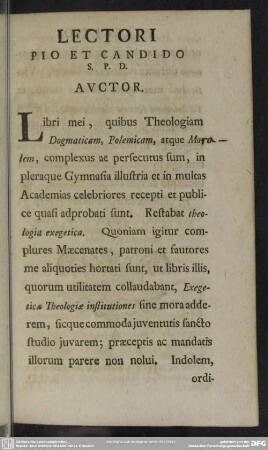 Lectori Pio Et Candido S. P. D. Auctor