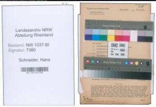 Entnazifizierung Hans Schneider , geb. 02.04.1893 (Stadtinspektor)