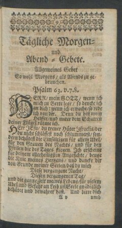 Tägliche Morgen- und Abend-Gebete.