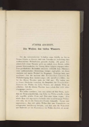 FÜNFTER ABSCHNITT. Die Wellen des tiefen Wassers.