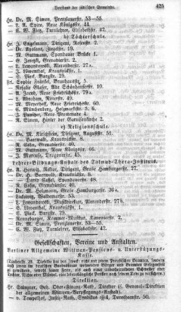 Gesellschaften, Vereine und Anstalten