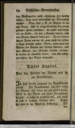 Achtes Kapitel. Von den Feinden der Bienen und ihren Krankheiten
