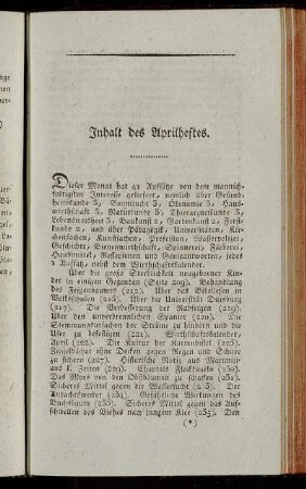 Inhalt des Aprilheftes. - Inhalt des Juniheftes.