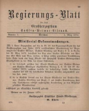 Nr. 5 : 1. März 1874