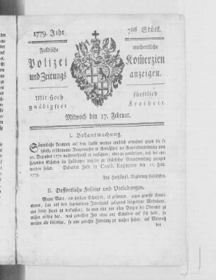 7tes Stück., Ausgabe vom 17. Februar 1779