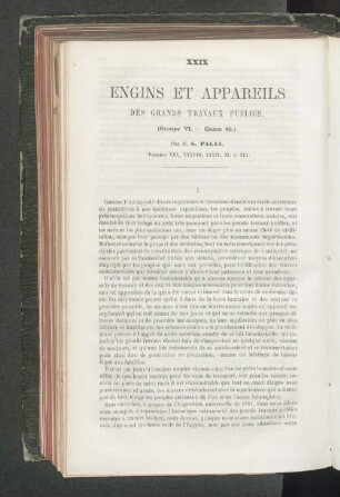 XXIX Engins et appareils des grands travaux publics.