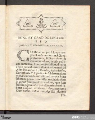 Bono Et Candido Lectori...