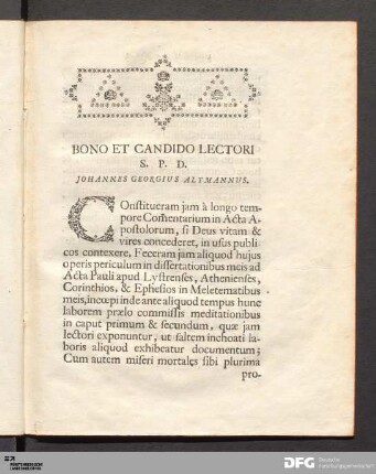 Bono Et Candido Lectori...