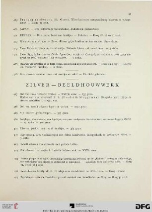 Zilver – beeldhouwwerk (Nr. 417-427)