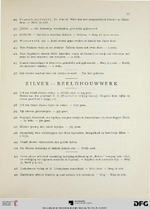 Zilver – beeldhouwwerk (Nr. 417-427)