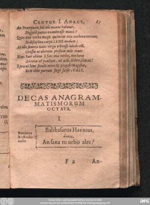 Decas Anagrammatismorum Octava.