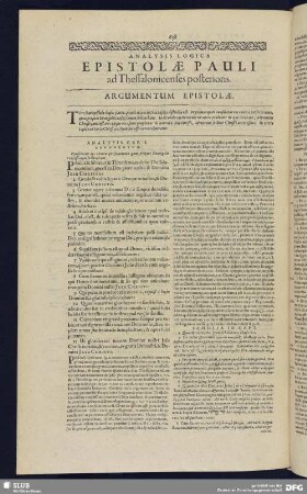 Analysis Logica Epistolae Pauli ad Thessalonicenses posterioris
