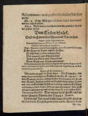 Vom Ersten Stück. Dass die Calvinisten Thoren und Narren sind.