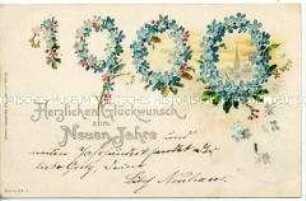 Neujahrskarte für 1900