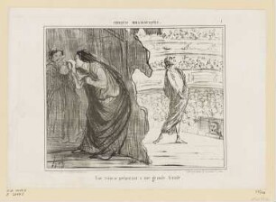 Une reine se préparant a une grande tirade, Blatt 1 der Folge "Croquis dramatiques", in: "Le Charivari", Paris 1856