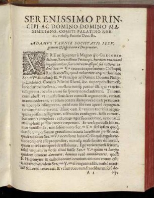 Serenissimo Principi Ac Domino Maximilliano, Comiti Palatino Rheni, [...]