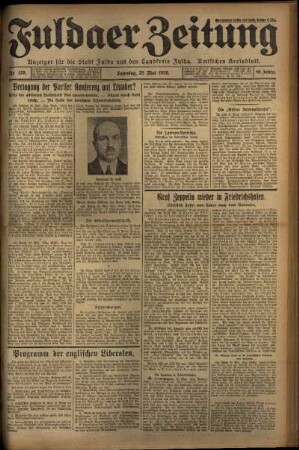Erste Ausgabe vom Samstag, den 25. Mai 1929.