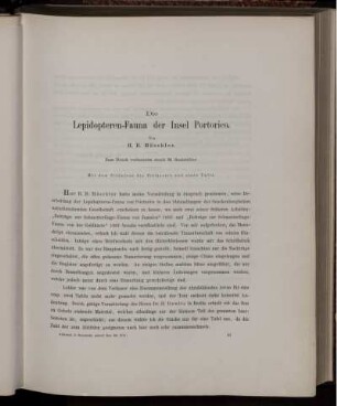 Die Lepidopteren-Fauna der Insel Portorico.