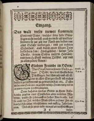 Eingang; Textus; Erklerung; Votum.