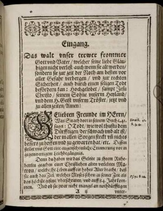 Eingang; Textus; Erklerung; Votum.