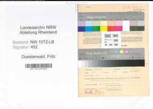 Entnazifizierung Fritz Duesterwald , geb. 19.07.1896 (Gastwirt)