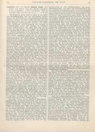 445-448 [Rezension] Staehelin, Rudolf, Huldreich Zwingli. Sein Leben und Wirken nach den Quellen dargestellt