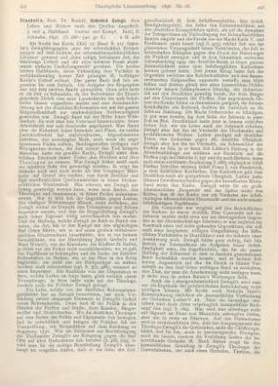 445-448 [Rezension] Staehelin, Rudolf, Huldreich Zwingli. Sein Leben und Wirken nach den Quellen dargestellt
