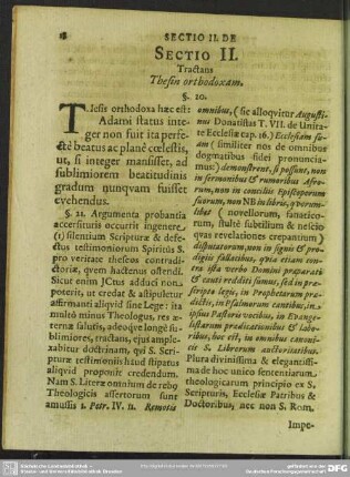 Sectio II. Tractans Thesin orthodoxam